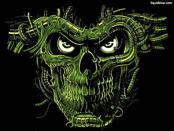 THE GREEN MONSTER, skull, eyes, monster, green HD wallpaper
