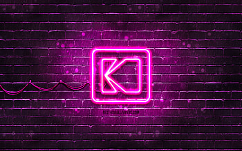Kodak purple logo, , purple brickwall, Kodak logo, brands, Kodak neon logo, Kodak HD wallpaper