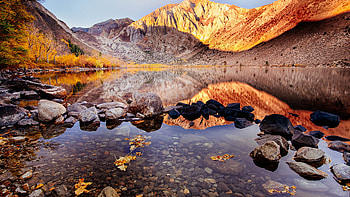 Convict Lake Autumn , nature, lake, autumn, rocks, mountains HD wallpaper