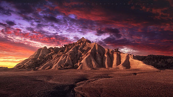 Badlands of Navarra on fire, Spain, landscape, clouds, colors, sky, mountain HD wallpaper