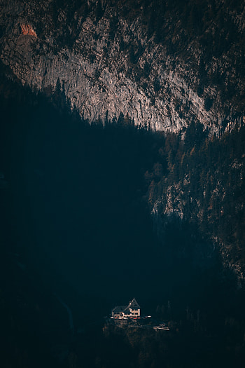 Nature, Mountains, View From Above, Dark, House, Shadow HD phone wallpaper