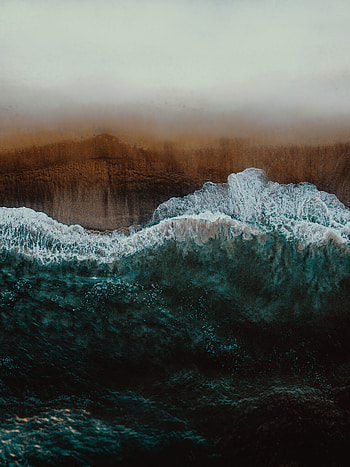 Aerial view, sea waves, seashore, nature, beach HD phone wallpaper