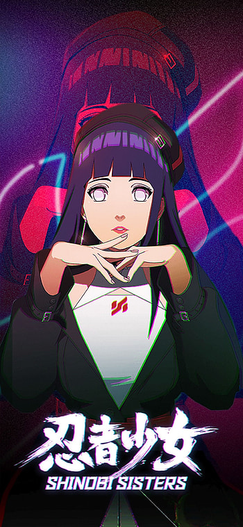 Hinata Hyuga, naruto, shinobi sisters, neon potrait HD phone wallpaper