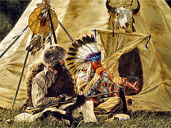Breath of Friendship, artwork, Native American, wide screen, painting, art, beautiful, illustration, people HD wallpaper