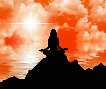 Girl, meditation, silhouette, art HD wallpaper
