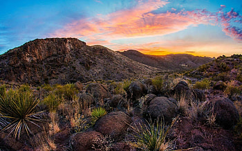 sunset sky over desert hills, hills, clouds, desert, cactus, sunset HD wallpaper