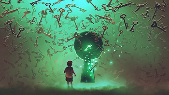Kid Seeing Flying Key, artist, artwork HD wallpaper