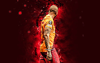 Marcao Teixeira, , back view, Galatasaray SK, brazilian footballers, soccer, Turkish Super Lig, Galatasaray FC, footaball, purple neon lights, Marcao Teixeira Galatasaray, Marcao Teixeira HD wallpaper