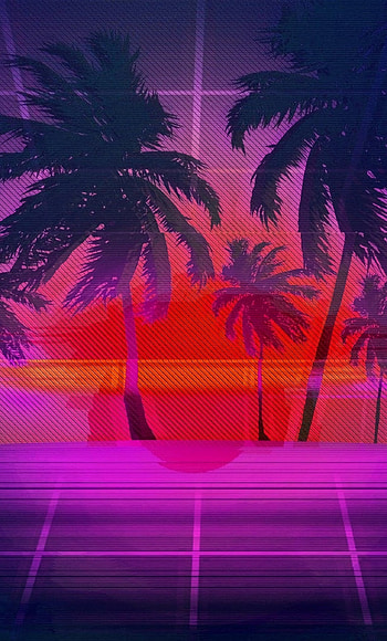 Palm Tree, Sunset palm tree, Vaporwave art, 6 Plus HD phone wallpaper