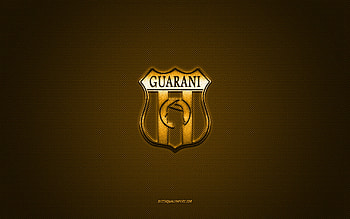 Club Guarani, Paraguayan football club, yellow logo, yellow carbon fiber background, Paraguayan Primera Division, football, Pinoza, Paraguay, Club Guarani logo HD wallpaper