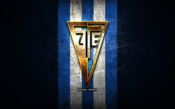 Zalaegerszegi FC, golden logo, OTP Bank Liga, blue metal background, football, hungarian football club, Zalaegerszegi TE logo, Hungary, Zalaegerszegi TE HD wallpaper