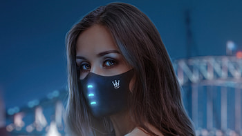 Girl Lightning Mask Looking Back , girls, model, mask, blonde HD wallpaper