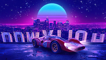 Ferrari 330 In Hollywood , ferrari, cars, synthwave, artist, artwork, digital-art HD wallpaper