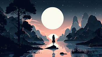 Anime, Anime, minimalist, illustration, evening, minimalist anime HD wallpaper