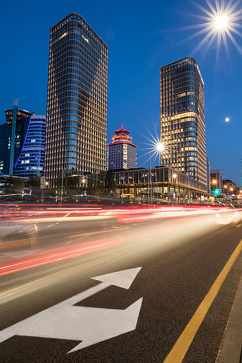 Cities, Building, Lights, Road, Long Exposure, Glow HD phone wallpaper