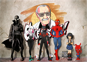Spider Verse Stan Lee Tribute, spiderman-into-the-spider-verse, spiderman, gwen-stacy, superheroes, artwork, artist, digital-art, deviantart HD wallpaper