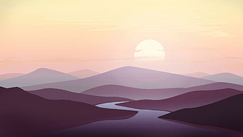 Sunset Hills Minimal, sunset, minimalism, minimalist, artist, artwork, digital-art, deviantart HD wallpaper