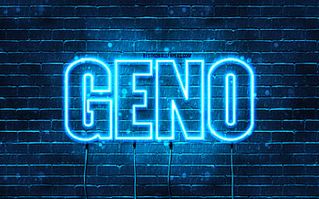 Geno, , with names, Geno name, blue neon lights, Geno Birtay, Happy Birtay Geno, popular italian male names, with Geno name HD wallpaper