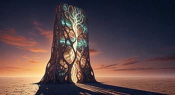 Bioluminescent Monolith — Ultra, Monolith, tower, sculpture, tree HD wallpaper