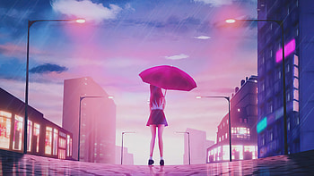 Girl Umbrella Rain , artist, artwork, digital-art HD wallpaper