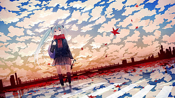 Anime, Autumn, Sheet, Leaf, Girl, Cool, Coolness HD wallpaper