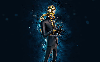 Shadow Chaos Double Agent, , blue neon lights, Fortnite Battle Royale, Fortnite characters, Shadow Chaos Double Agent Skin, Fortnite, Shadow Chaos Double Agent Fortnite HD wallpaper
