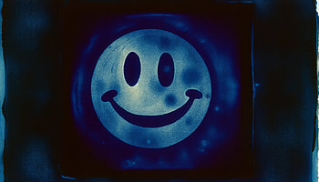 Smiley Face | Cheerful Blue Background, smiley face, happiness, ICON, artistic, design HD wallpaper