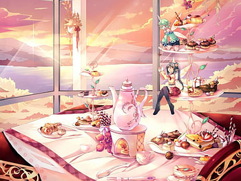 tea time, fairy, anime, cupcakes, candy HD wallpaper