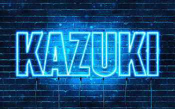 Happy Birtay Kazuki, , blue neon lights, Kazuki name, creative, Kazuki Happy Birtay, Kazuki Birtay, popular japanese male names, with Kazuki name, Kazuki HD wallpaper