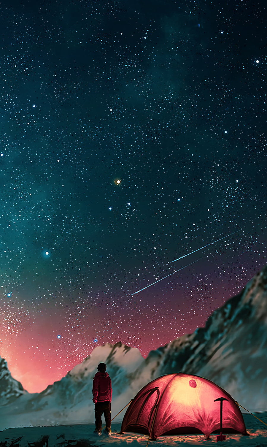 Hiking, atmosphere, sky, beautiful, cosmic, tent, mood, stars, people HD phone wallpaper