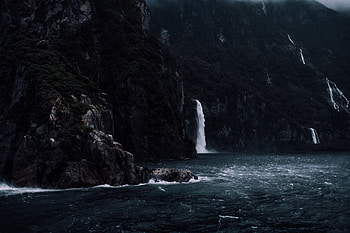 Nature, Stones, Sea, Rocks, Waterfall, Cliff HD wallpaper