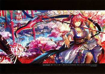 original, weapon, red eyes, flowers, aqua, girl, pink hair, dress HD wallpaper