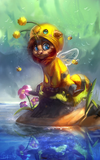 Flowers, Art, Bee, Being, Creature, Costume HD phone wallpaper