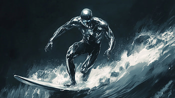 Stellar Surf: Silver Surfer, Comic, Silver Surfer, Dark Superhero HD wallpaper