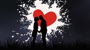 Silhouette artwork couple kiss HD wallpaper