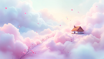 Cottagecore Dreamscape, cottagecore, cloud, house, Pastel Color, sky HD wallpaper