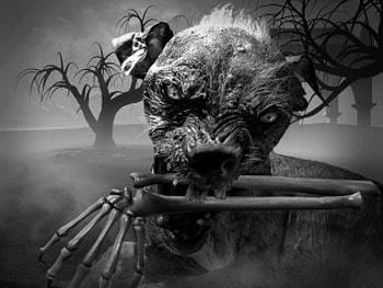 Nice-Doggy, dog, evil, hunger, bone HD wallpaper