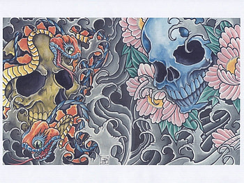 SKULL AND SKIN, SKIN, , TATS, SKULLS HD wallpaper