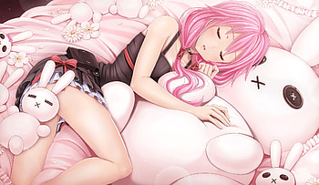 Anime Girl Sleeping, anime, anime-girl, sleeping, pink HD wallpaper