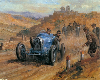 Alan Fearnley art, alan fearnley, blue, painting, art, man, car, people, race HD wallpaper