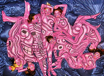 Lots of pink Ladies, cool, lots-of-pink-ladies, body paint HD wallpaper