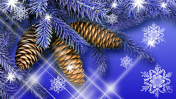 When the Season is Winter, blue, winter, firefox persona, stars, purple, snowflakes, cones, bright, sparkle, christmas HD wallpaper