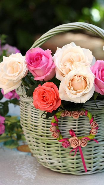 Beautiful Flowers Roses, Amazing, Flowers Basket HD phone wallpaper