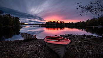 Boat long sunset, , Backgrounds HD wallpaper