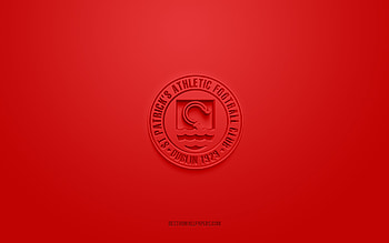 St Patricks Athletic FC, creative 3D logo, red background, Irish football team, League of Ireland Premier Division, Dublin, Ireland, 3d art, football, St Patricks Athletic FC 3d logo HD wallpaper