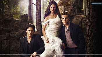 The Vampire Diaries, paul wesley, ian somerhalder, stefan salvatore, nina dobrev, dress, white dress, vampire diaries, damon salvatore, elena gilbert HD wallpaper
