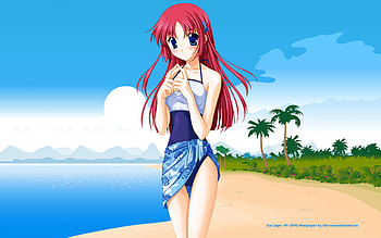 Sunny Beach, sunny, girl, anime, beach HD wallpaper