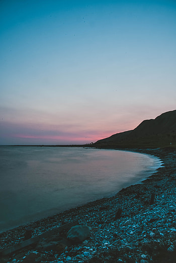 Landscape, Nature, Sea, Twilight, Shore, Bank, Dusk, Hills HD phone wallpaper