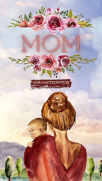 Mom, mother, watercolor, baby, season, mothersday, holiday, madre, diademadre HD phone wallpaper