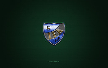 IFK Mariehamn, Finnish football club, blue white logo, green carbon fiber background, Veikkausliiga, football, Mariehamn, Finland, IFK Mariehamn logo HD wallpaper